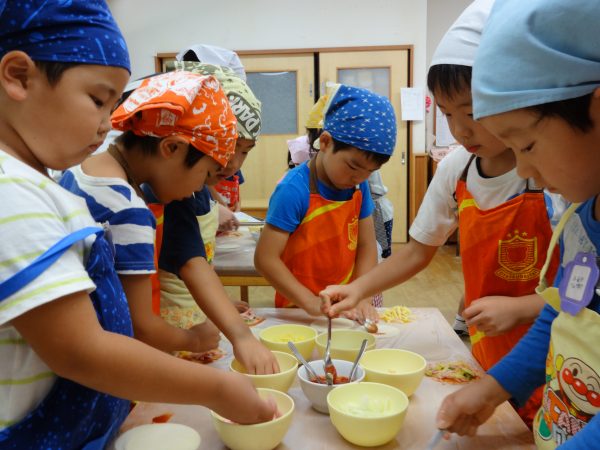 9月 十五夜、ピザづくり